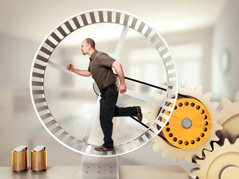 Practice owner running on a hamster wheel